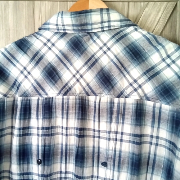 Bianca Nygard Blue Silver Plaid Shirt 14 - Picture 7 of 8